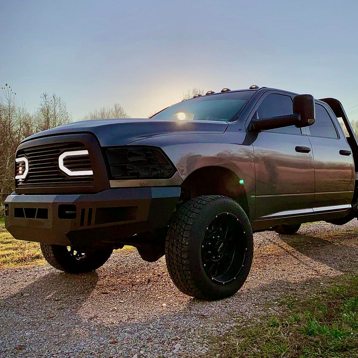 Ronnin - Fits 2009-2018 Ram 1500 2500 3500 2019-2024 Ram 1500 Classic  Factory Style Replacement Dual Quad Headlights Assembly Pair | Smoke