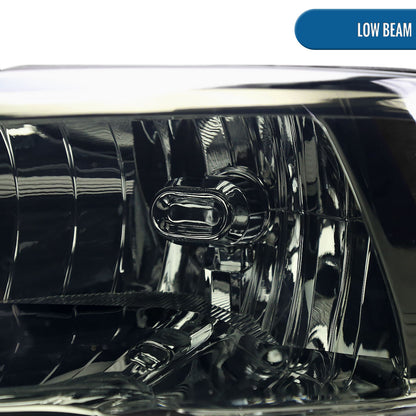 Ronnin - Fits 2009-2018 Ram 1500 2500 3500 2019-2024 Ram 1500 Classic  Factory Style Replacement Dual Quad Headlights Assembly Pair | Smoke