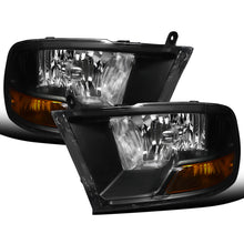 Ronnin - Fits 2009-2018 Ram 1500 2500 3500 2019-2024 Ram 1500 Classic Factory Replacement Dual Quad Headlights Assembly Pair | Black
