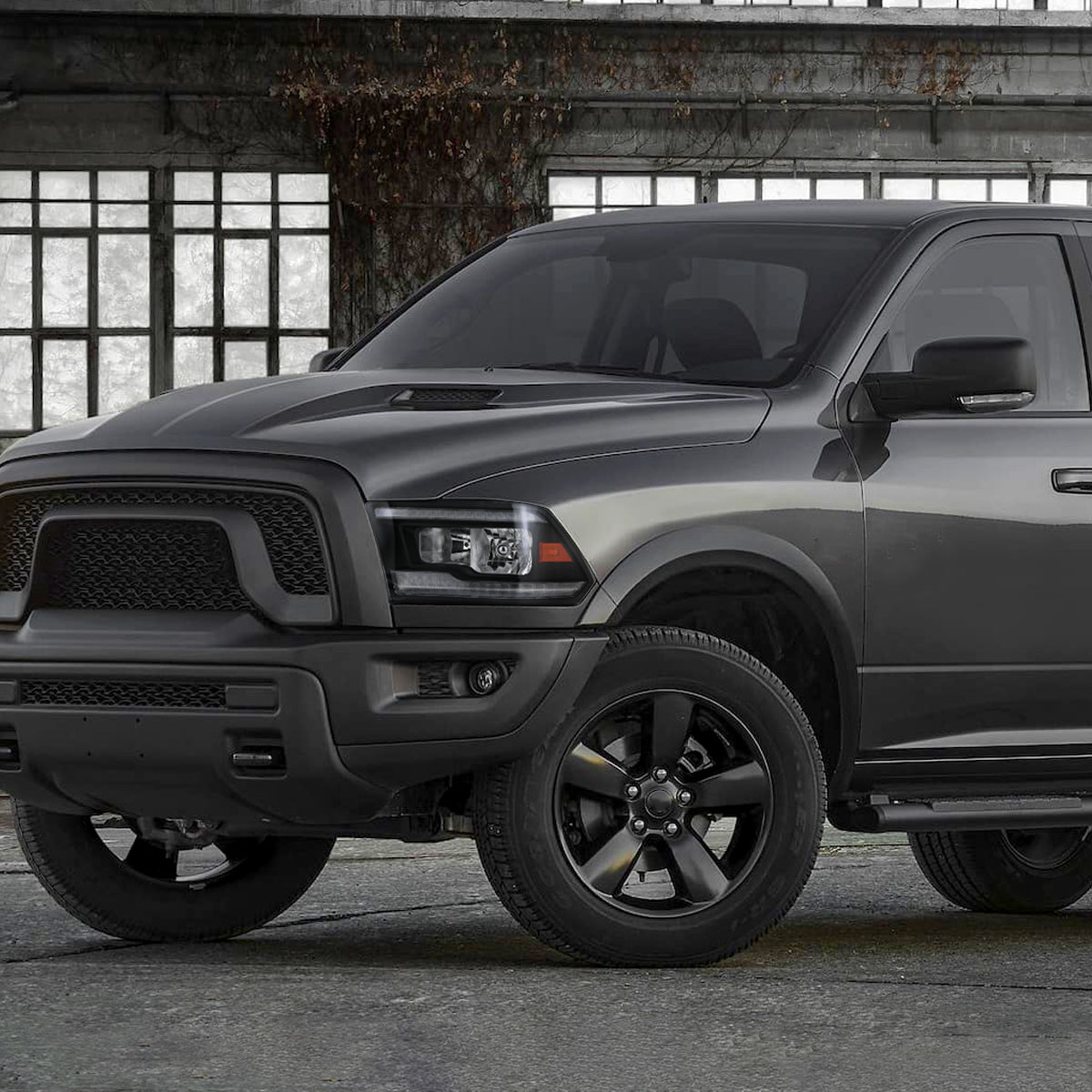 Ronnin - Fits 2009-2018 Ram 1500 2500 3500 2019-2024 Ram 1500 Classic Halogen Headlights LED Switchback Sequential Signal + Animated Startup Effect Parking Assembly Pair | Black