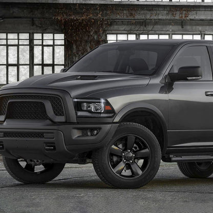 Ronnin - Fits 2009-2018 Ram 1500 2500 3500 2019-2024 Ram 1500 Classic Halogen Headlights LED Switchback Sequential Signal + Animated Startup Effect Parking Assembly Pair | Black