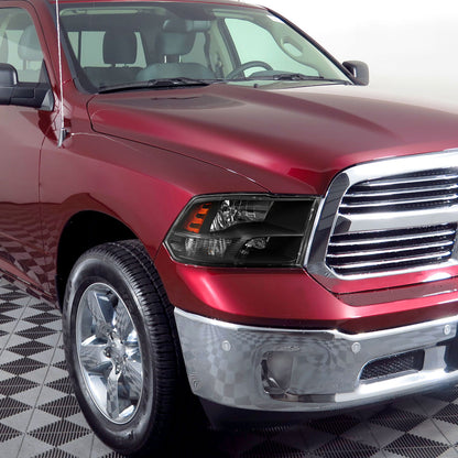 Ronnin - Fits 2009-2018 Ram 1500 2500 3500 2019-2024 Ram 1500 Classic Factory Style Replacement Dual Quad Headlights Assembly Pair | Black