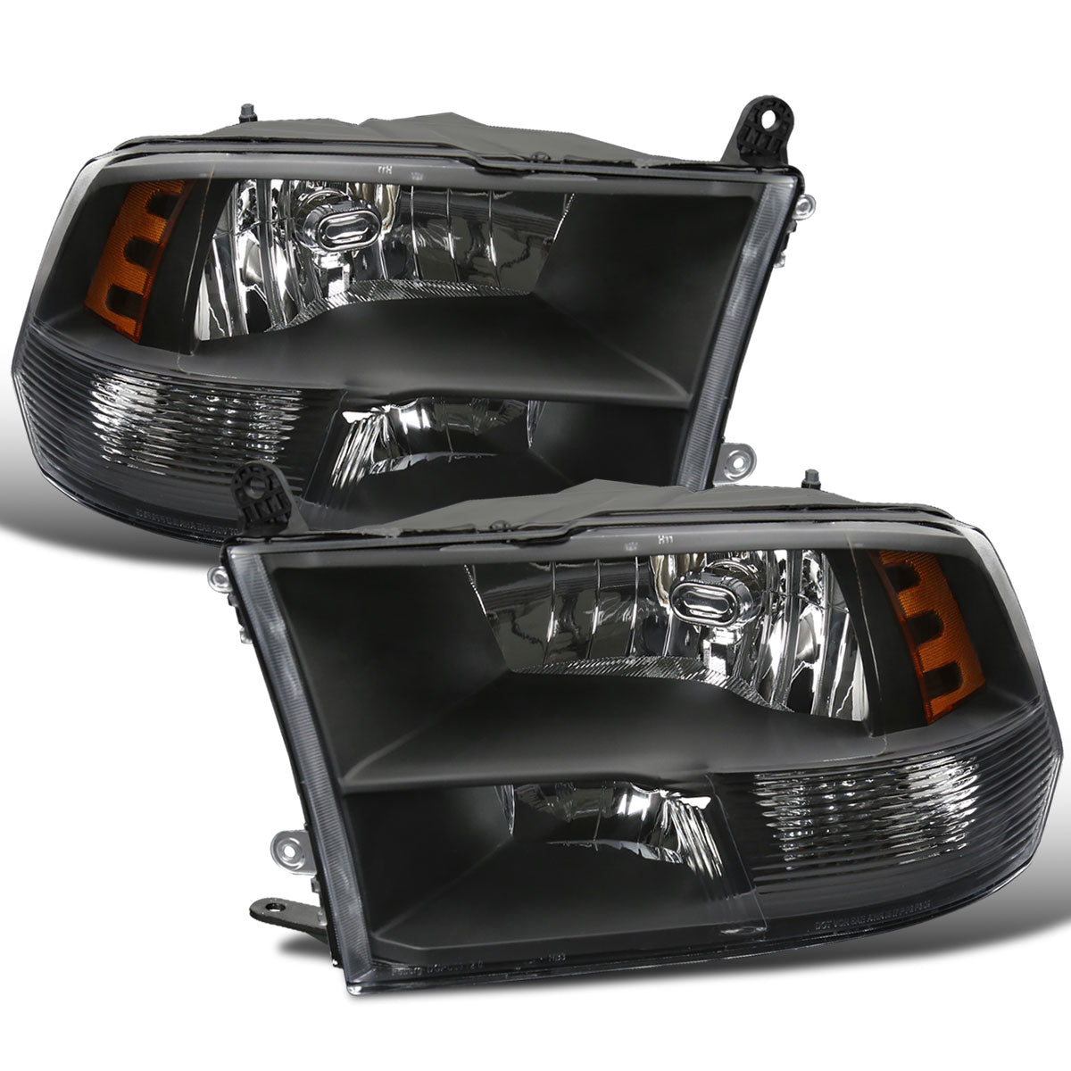 Ronnin - Fits 2009-2018 Ram 1500 2500 3500 2019-2024 Ram 1500 Classic Factory Style Replacement Dual Quad Headlights Assembly Pair | Black