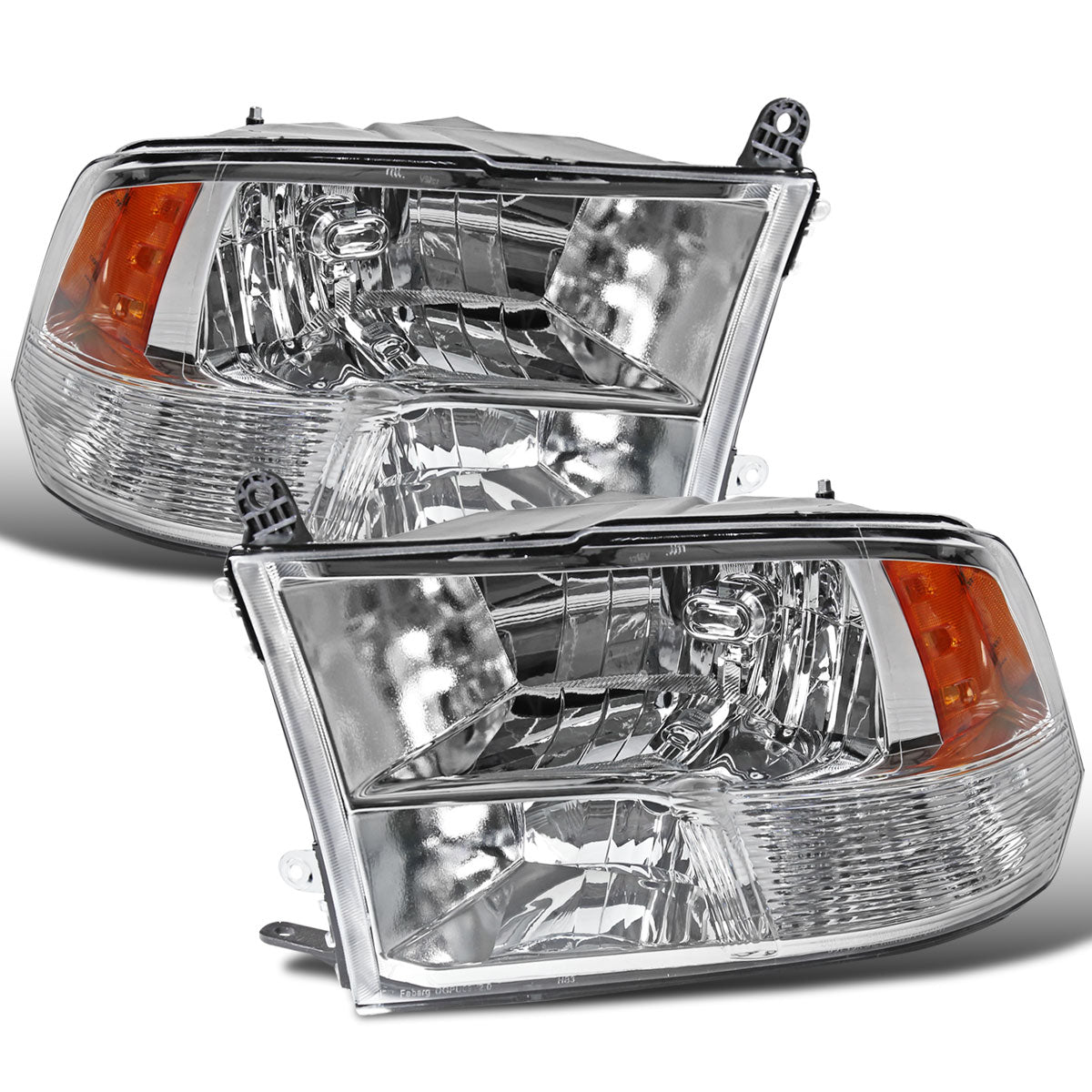 Ronnin - Fits 2009-2018 Ram 1500 2500 3500 2019-2024 Ram 1500 Classic Factory Replacement Dual Quad Headlights Assembly Pair | Chrome
