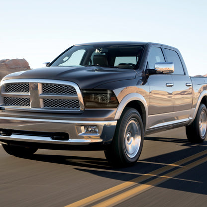 Ronnin - Fits 2009-2018 Ram 1500 2500 3500 2019-2024 Ram 1500 Classic Halogen Headlights LED Switchback Sequential Signal + Animated Startup Effect Parking Assembly Pair | Black Smoke