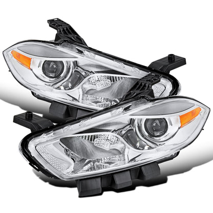 Ronnin -  Fits 2013-2016 Dodge Dart Halogen Factory Replacement Projector Headlights Assembly Pair | Chrome