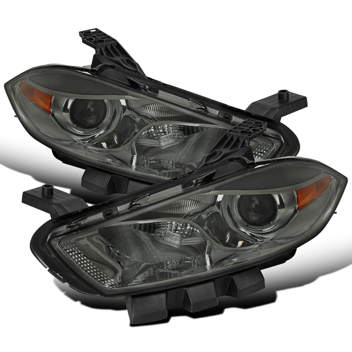 Ronnin -  Fits 2013-2016 Dodge Dart Halogen Factory Replacement Projector Headlights Assembly Pair | Smoke