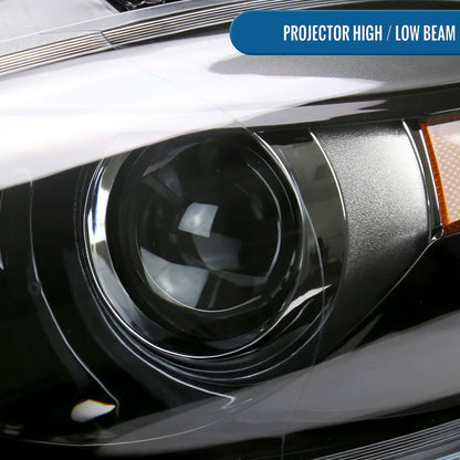 Ronnin -  Fits 2013-2016 Dodge Dart Halogen Factory Replacement Projector Headlights Assembly Pair | Black | Driver Side