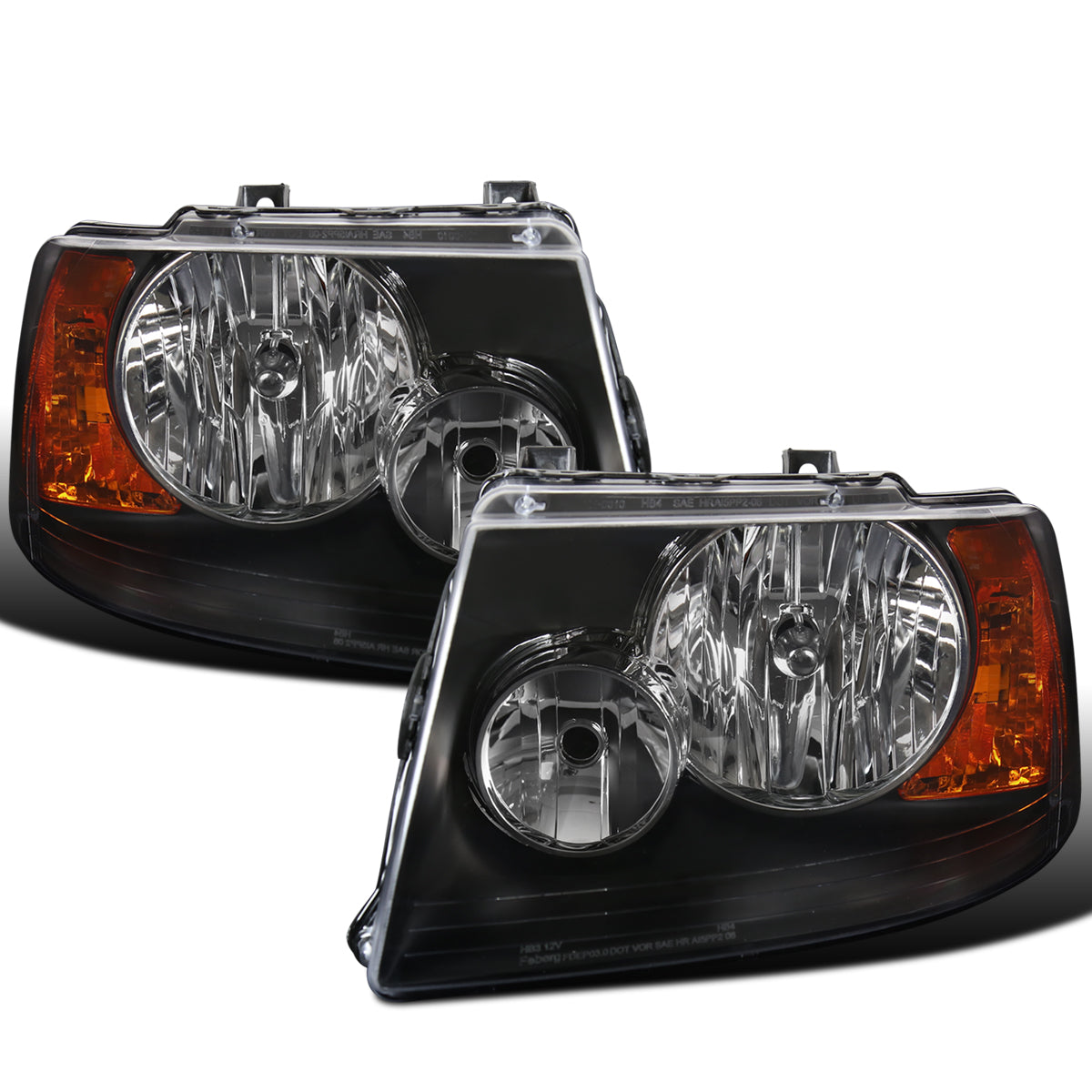 Ronnin - Compatible con Ford Expedition 2003-2006 Par de Conjuntos de Faros Delanteros de Repuesto | Negro
