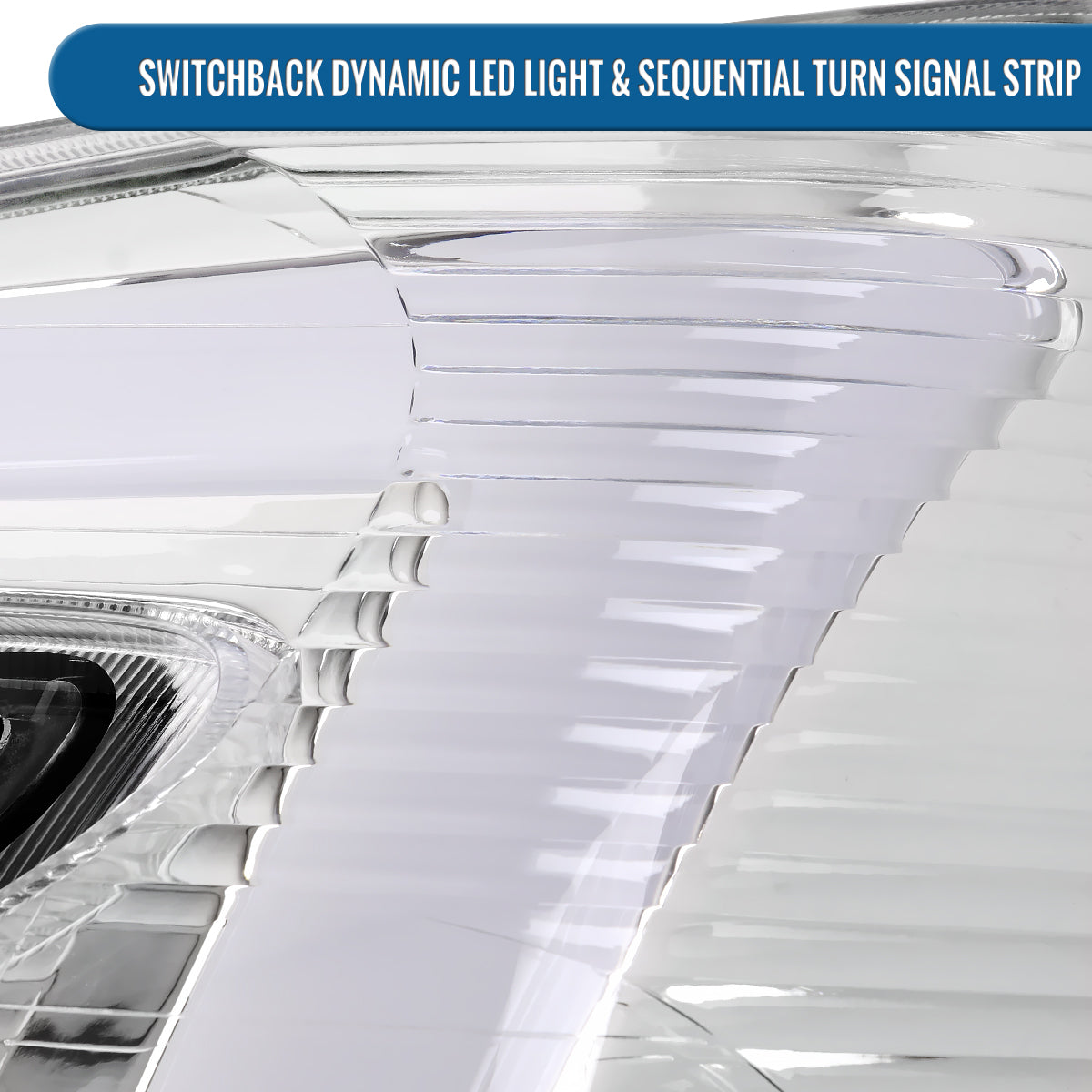 Ronnin - Fits 2005-2009 Chevy Equinox Upgraded Replacement LED Switchback Sequential Turn Signal + Animated Startup Effect Headlights Assembly Pair | Chrome