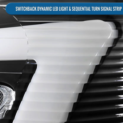 Ronnin - Fits 2005-2009 Chevy Equinox Upgraded Replacement LED Switchback Sequential Turn Signal + Animated Startup Effect Headlights Assembly Pair | Black