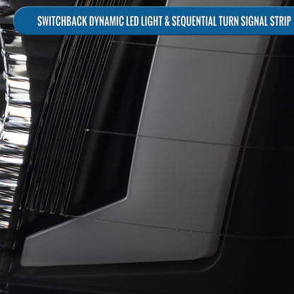 Ronnin - Fits 2005-2009 Chevy Equinox Upgraded Replacement LED Switchback Sequential Turn Signal + Animated Startup Effect Headlights Assembly Pair | Black Smoke