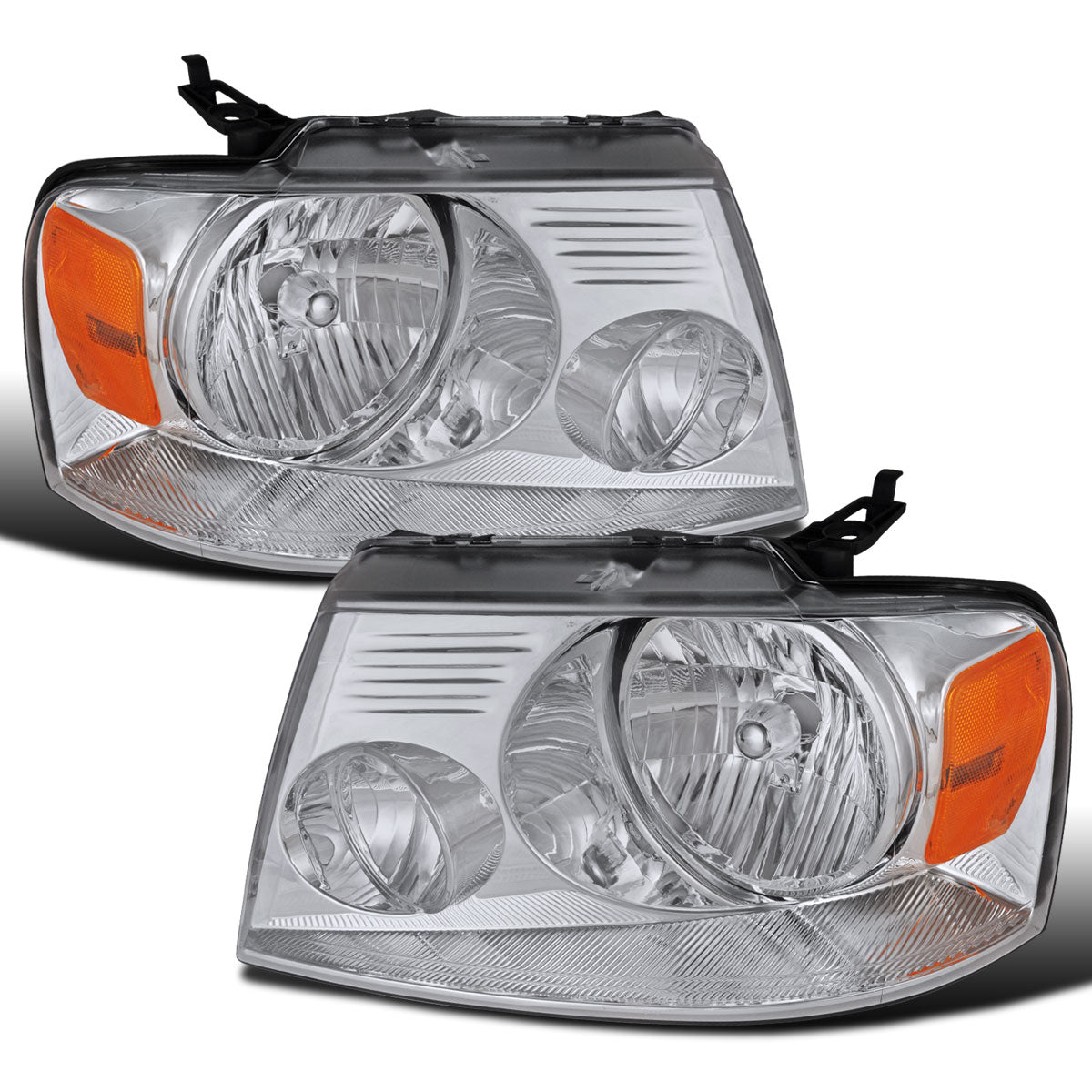 Ronnin - Compatible con Ford F150 2004-2008 Lincoln Mark LT | Par de conjuntos de faros halógenos de repuesto | Cromado