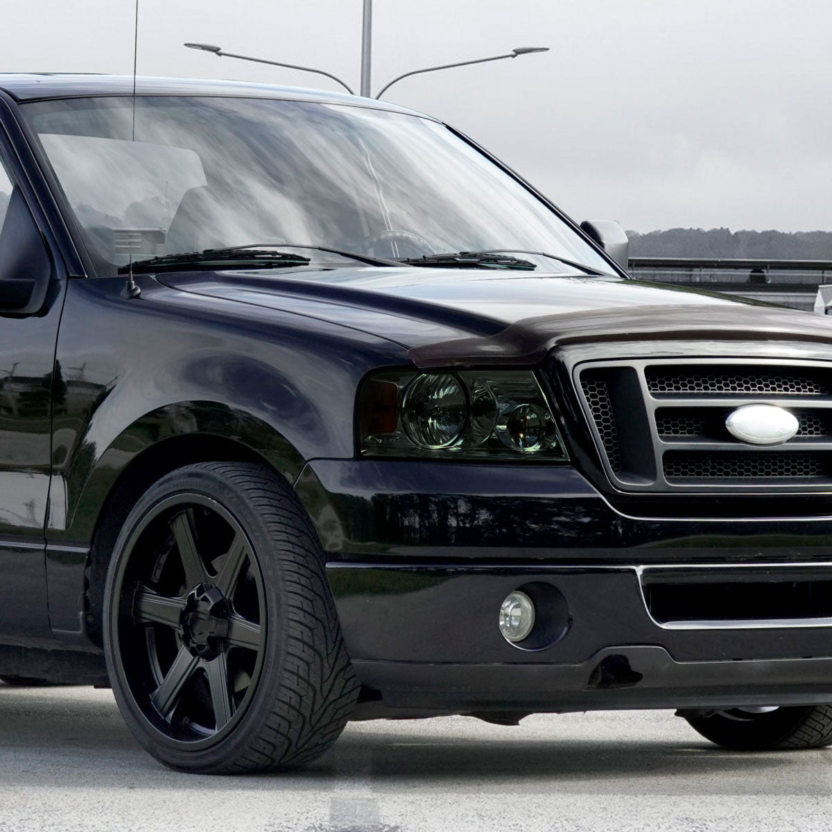 Ronnin - Compatible con Ford F150 2004-2008 Lincoln Mark LT Par de Faros Halógenos de Repuesto | Ahumado