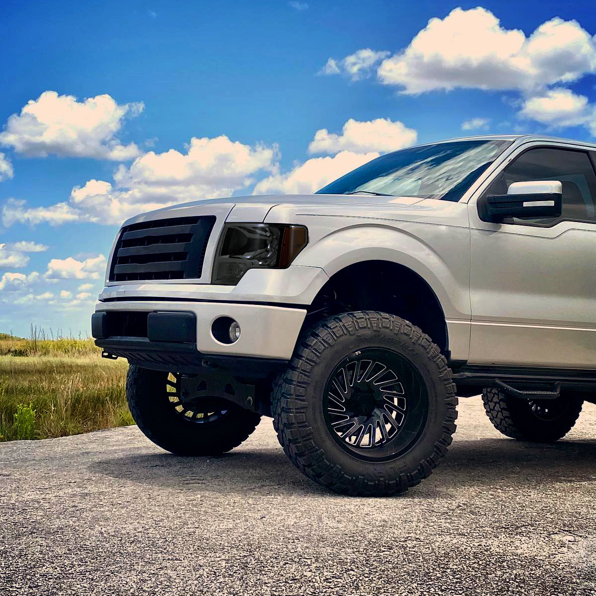 Ronnin - Compatible con Ford F-150 2009-2014 | Par de faros halógenos de repuesto | Ahumados
