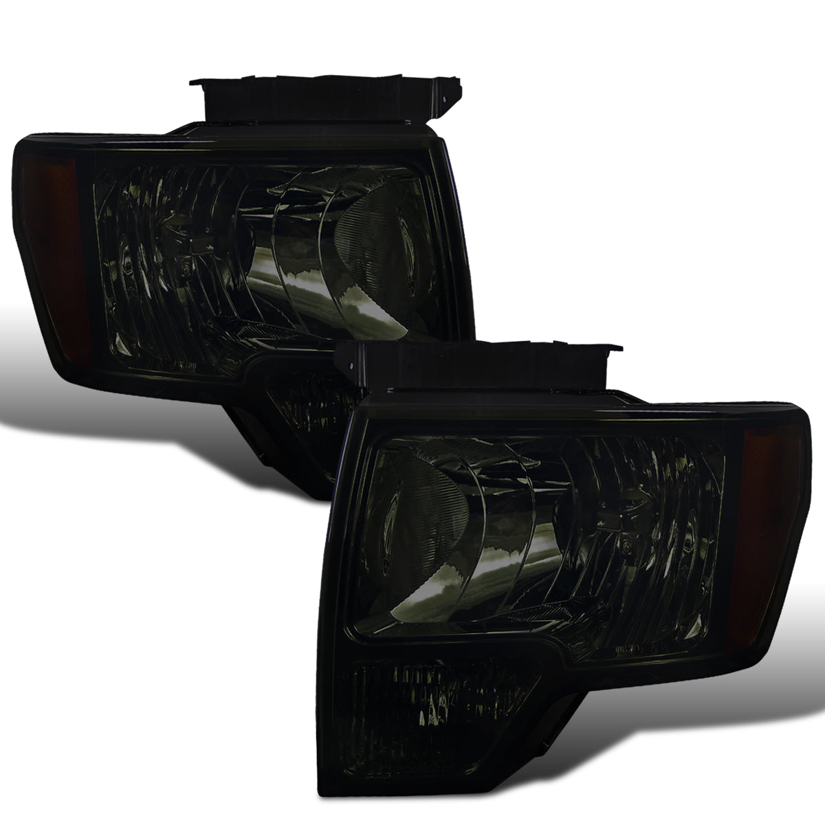 Ronnin - Compatible con Ford F-150 2009-2014 | Par de faros halógenos de repuesto | Ahumados