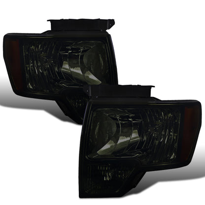 Ronnin - Compatible con Ford F-150 2009-2014 | Par de faros halógenos de repuesto | Ahumados