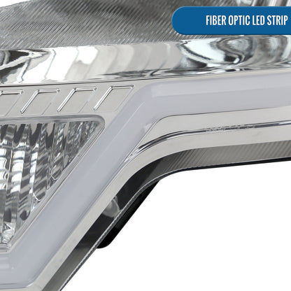 Ronnin - Fits 2009-2014 Ford F150 LED Tube Headlights Replacement Assembly Pair | Chrome