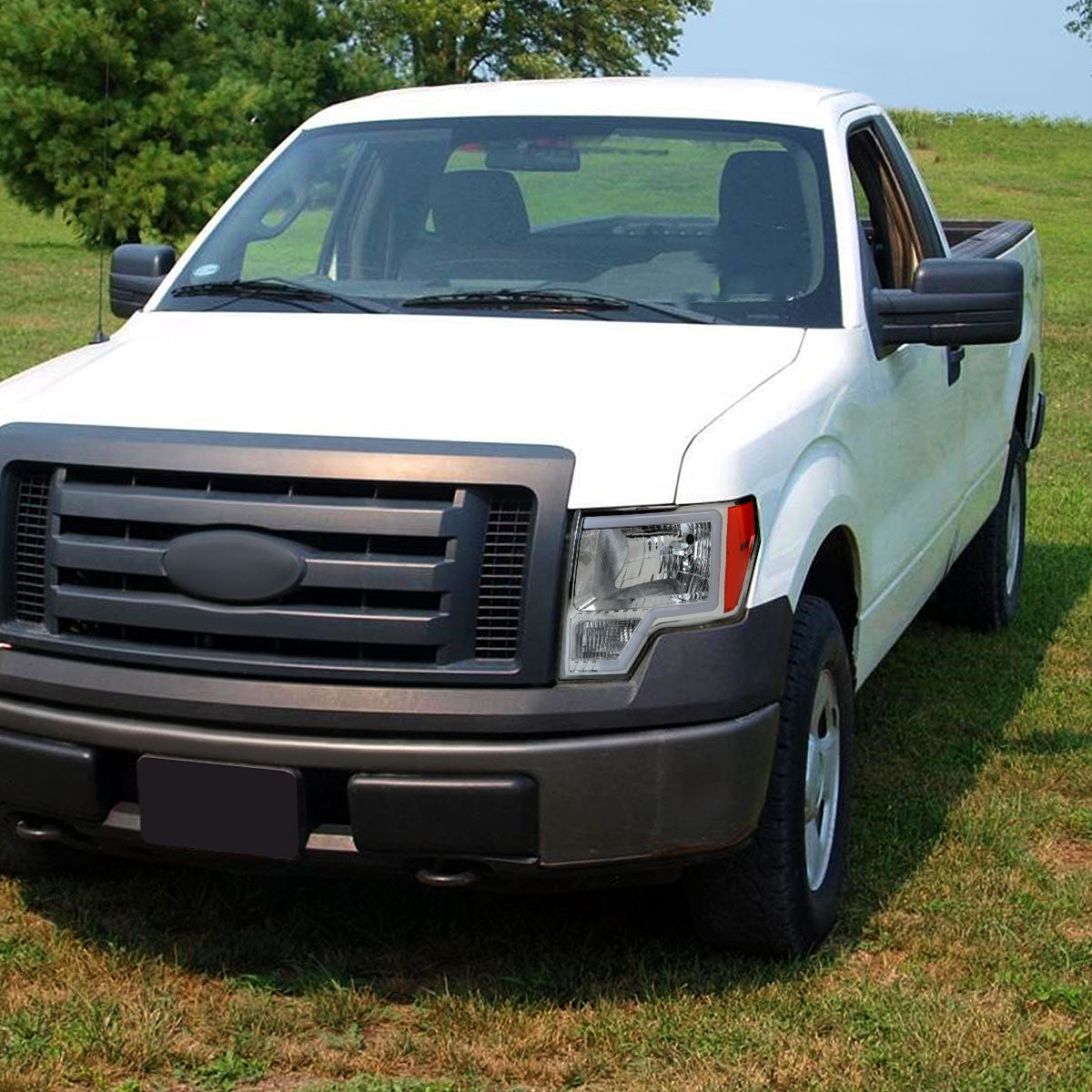 Ronnin - Fits 2009-2014 Ford F150 LED Tube Headlights Replacement Assembly Pair | Chrome