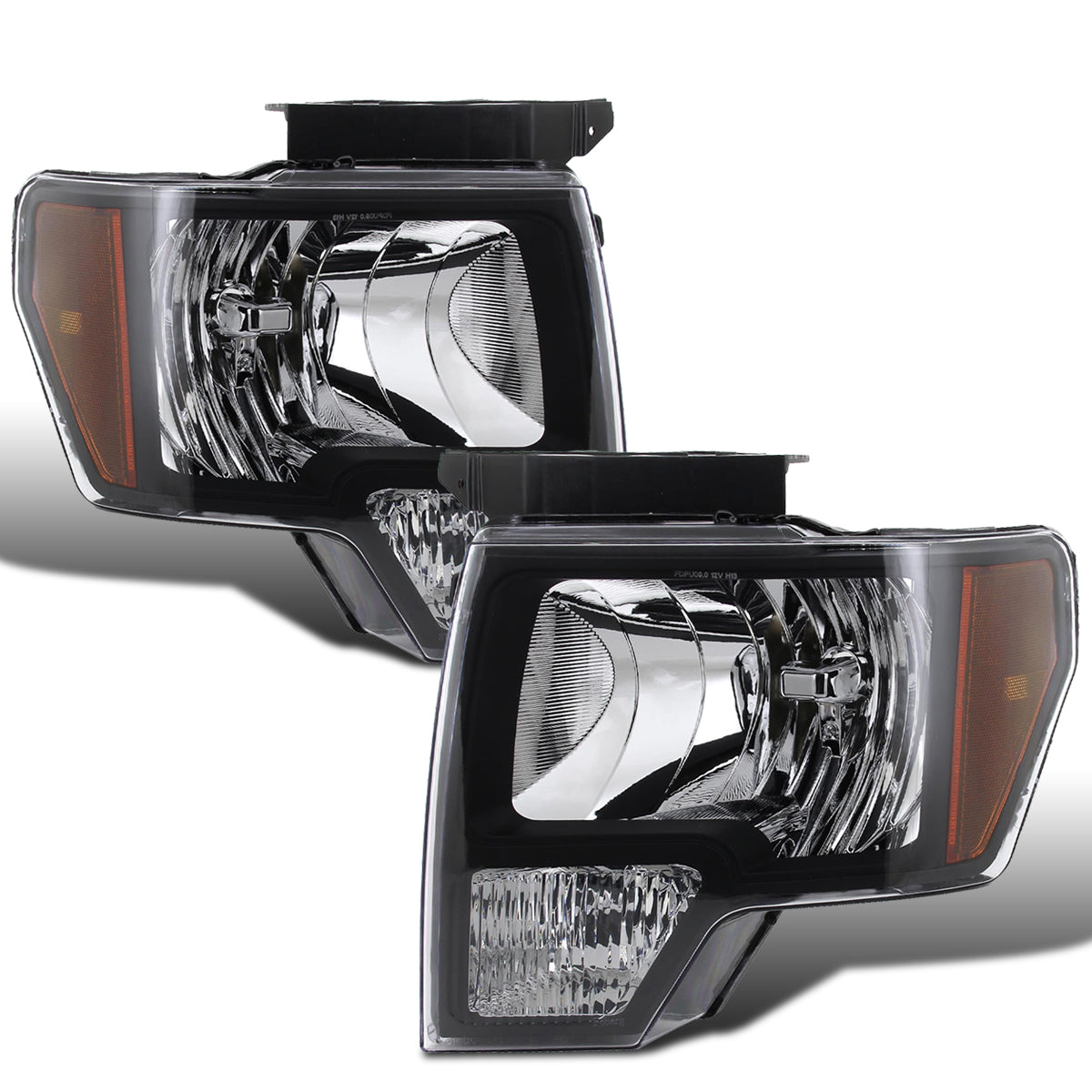 Ronnin - Conjunto de faros delanteros halógenos de repuesto de fábrica para Ford F-150 2009-2014 | Par negro