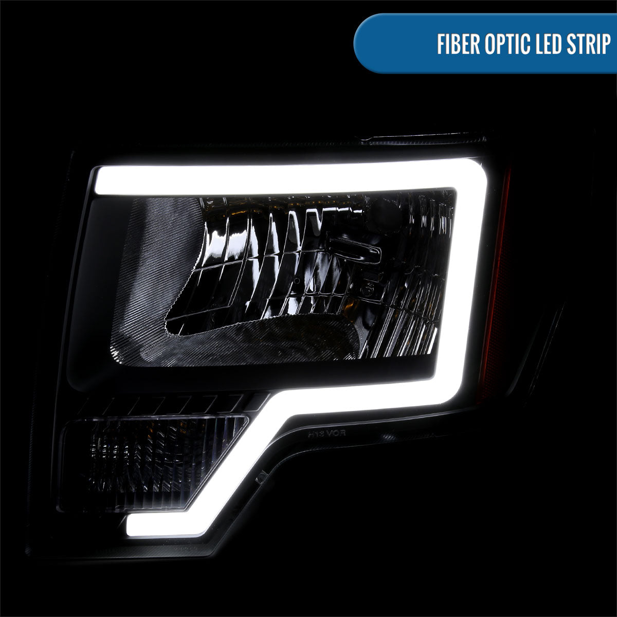 Ronnin - Fits 2009-2014 Ford F150 Pickup Truck LED Tube Headlights Replacement Assembly Pair | Black