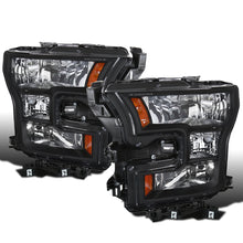 2015-2017 Ford F150  Replacement Halogen Headlights Assembly Pair | Black