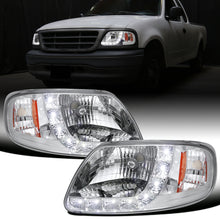 Ronnin - Fits 1997-2003 Ford F150 Expedition 2004 F150 Heritage All-in-One Factory Replacement LED Running Lights Headlights Assembly Pair | Chrome