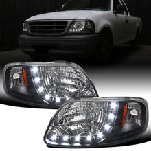 Ronnin - Fits 1997-2003 Ford F150 Expedition 2004 F150 Heritage All-in-One Factory Replacement LED Running Lights Headlights Assembly Pair | Black