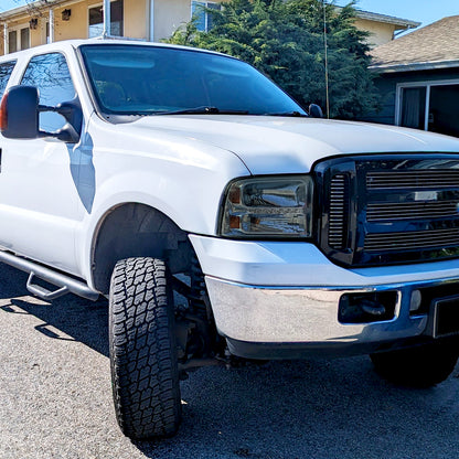 Ronnin - Fits 2005-2007 Ford F250 F350 F450 F550 2005 US Excursion Upgraded Headlights LED Running Lights Assembly Pair | Smoke