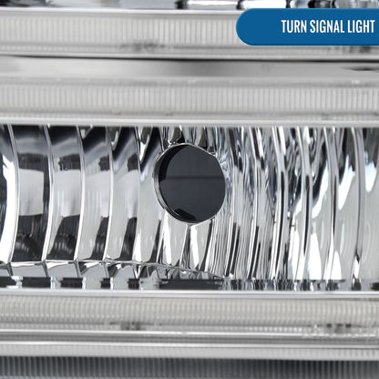 Ronnin - Fits 2005-2007 Ford F250 F350 F450 F550 Super Duty/2005 Excursion Upgraded LED Tube Running Lights Headlights Replacement Assembly Pair | Chrome