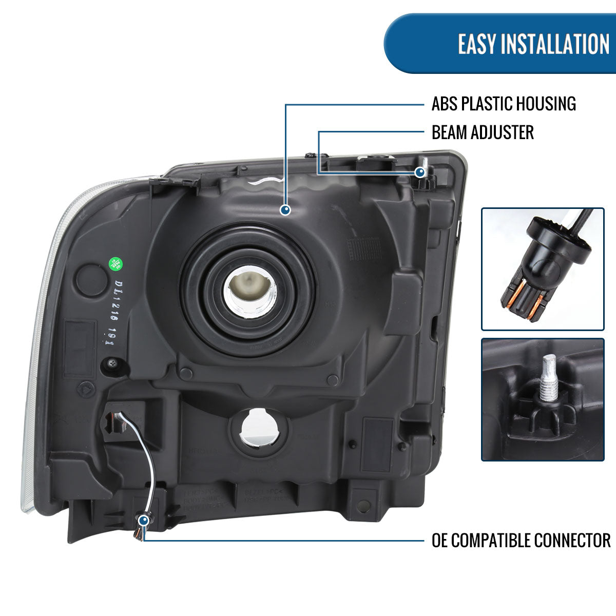 Ronnin - Fits 2005-2007 Ford F250 F350 F450 F550 Super Duty/2005 Excursion Upgraded LED Tube Running Lights Headlights Replacement Assembly Pair | Chrome
