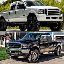 Ronnin - Fits 2005-2007 Ford F250 F350 F450 F550 2005 US Excursion Upgraded Headlights LED Running Lights Assembly Pair | Black