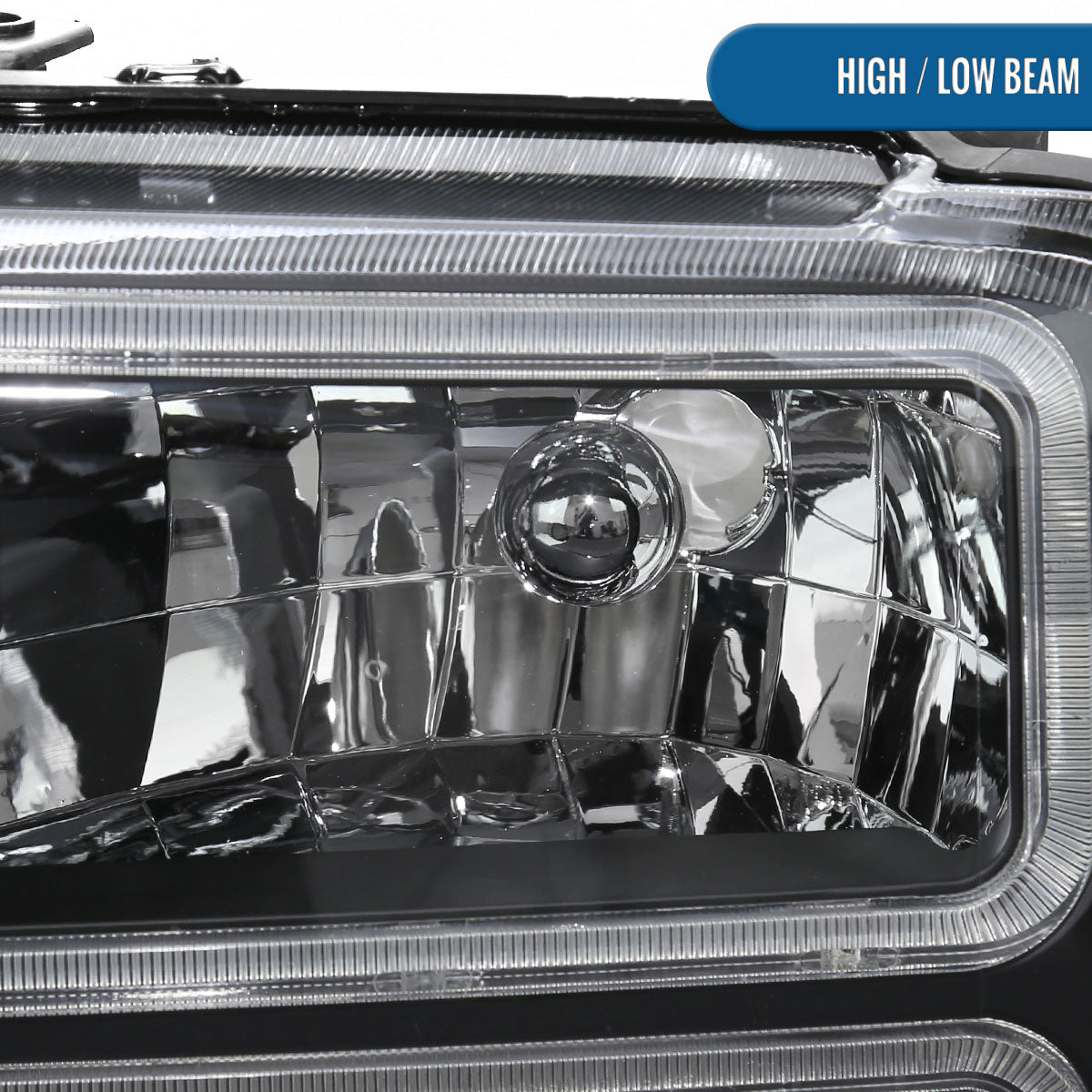 Ronnin - Fits 2005-2007 Ford F250 F350 F450 F550 Super Duty/2005 Excursion Upgraded LED Tube Running Lights Headlights Replacement Assembly Pair | Black