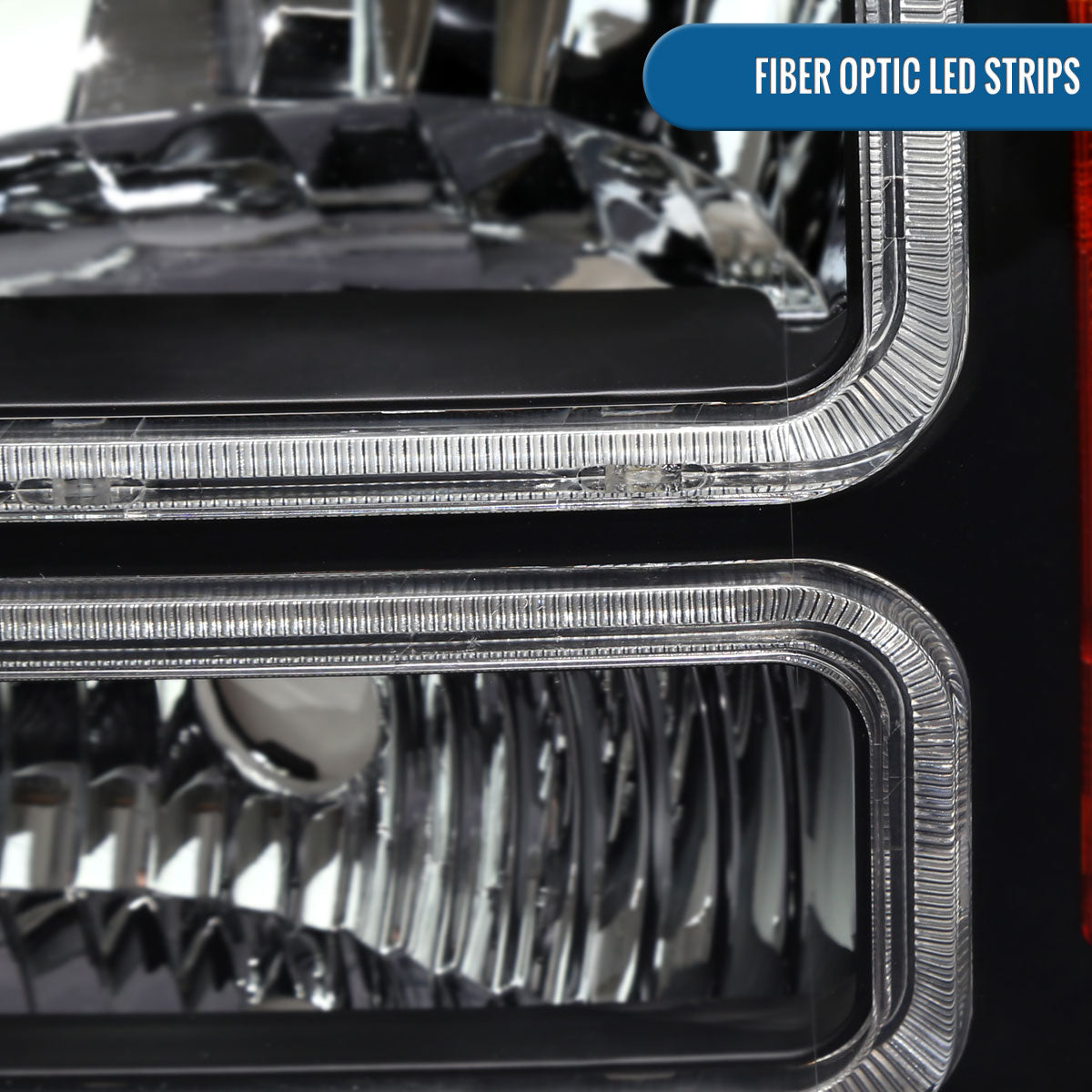 Ronnin - Fits 2005-2007 Ford F250 F350 F450 F550 Super Duty/2005 Excursion Upgraded LED Tube Running Lights Headlights Replacement Assembly Pair | Black