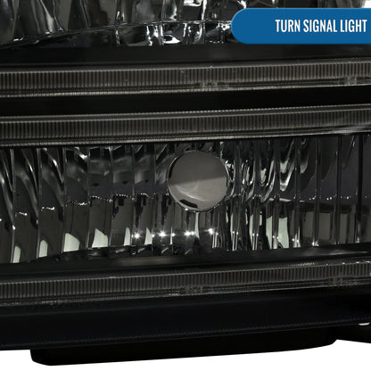 Ronnin - Fits 2005-2007 Ford F250 F350 F450 F550 Super Duty/2005 Excursion Upgraded LED Tube Running Lights Headlights Replacement Assembly Pair | Black Smoke