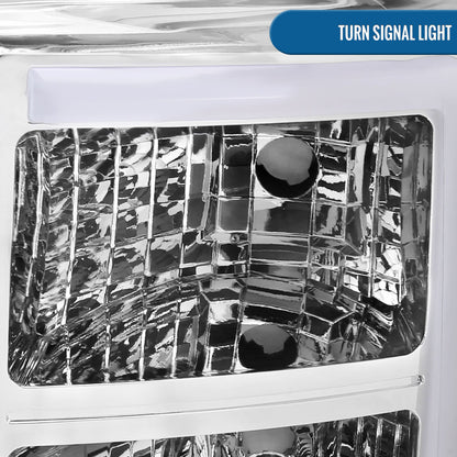 Ronnin - Fits 2011-2016 Ford F250 F350 F450 F550 Super Duty Upgraded LED Tube Animated Startup Effect Headlights Replacement Assembly Pair | Chrome