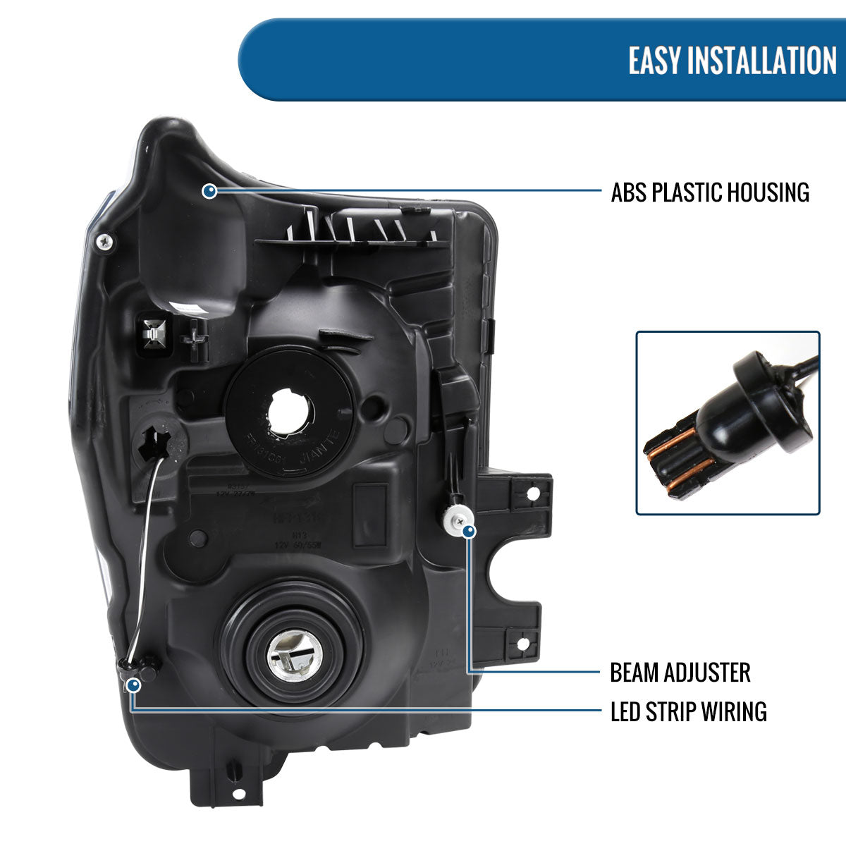 Ronnin - Fits 2011-2016 Ford F250 F350 F450 F550 Super Duty Upgraded LED Tube Headlights Replacement Animated Startup Effect  Assembly Pair | Black Smoke