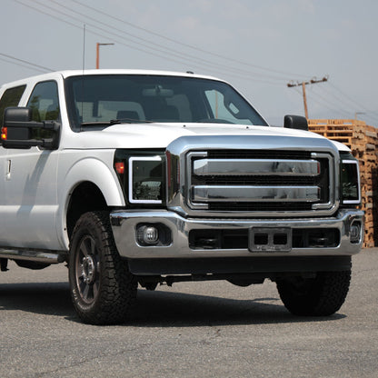 Ronnin - Fits 2011-2016 Ford F250 F350 F450 F550 Super Duty Upgraded LED Tube Headlights Replacement Animated Startup Effect  Assembly Pair | Black Smoke