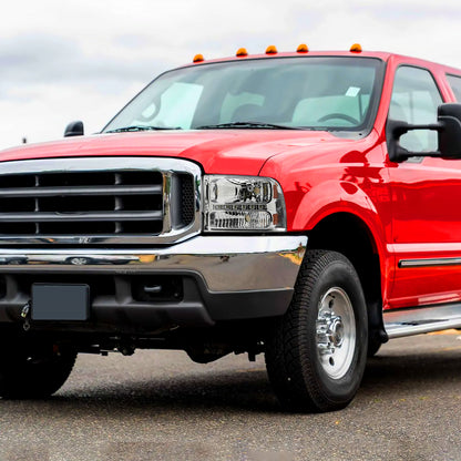 Ronnin - Fits 1999-2004 Ford F250 F350 F450 F550 Super Duty 2000-2004 Ford Excursion LED Strip Headlights Assembly Pair | Chrome