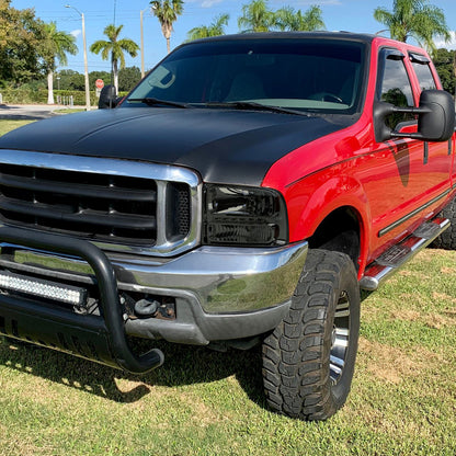 Ronnin - Fits 1999-2004 Ford F250 F350 F450 F550 Super Duty 2000-2004 Ford Excursion LED Strip Headlights Assembly Pair | Smoke