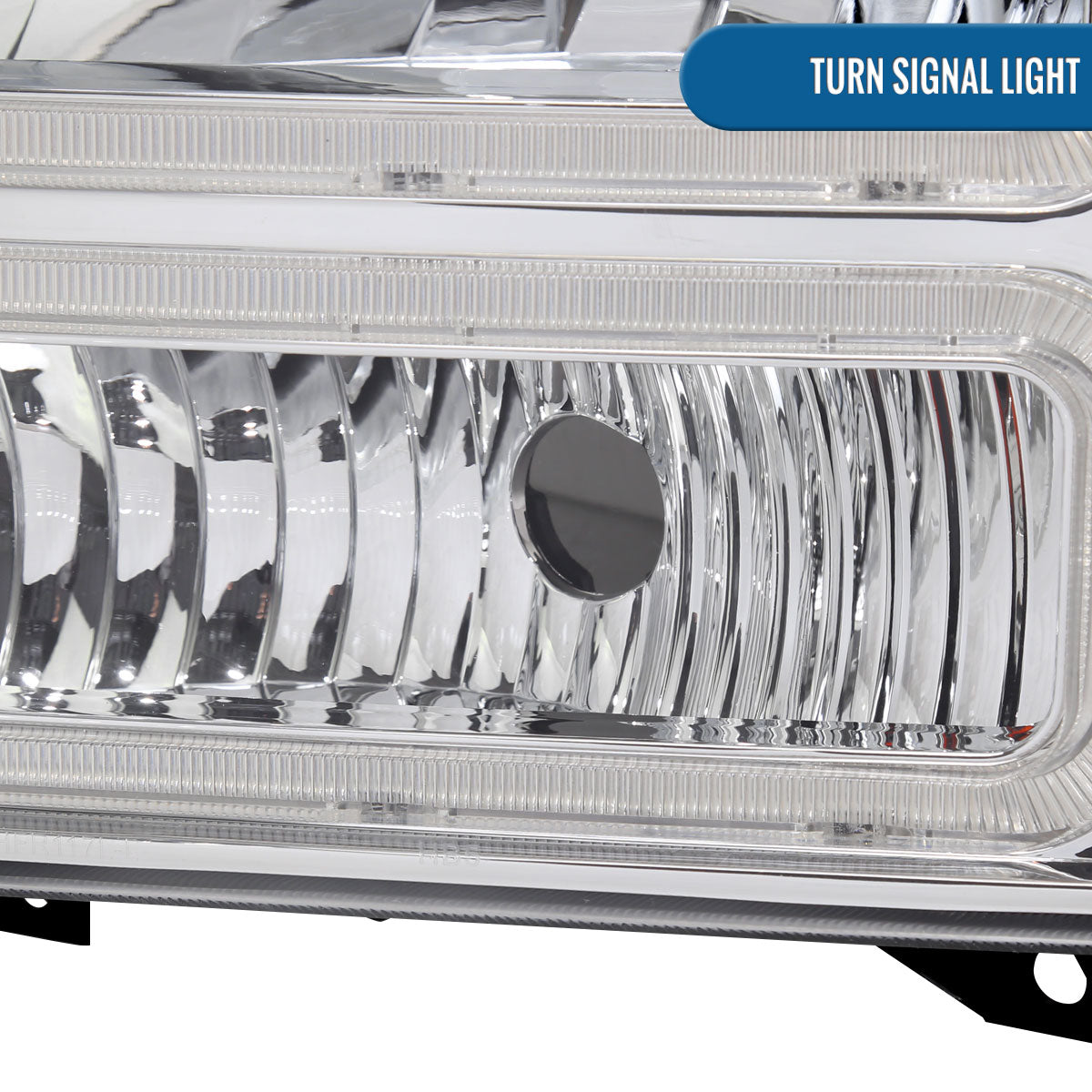 Ronnin - Fits 1999-2004 Ford F250 F350 F450 F550 Super Duty 2000-2004 Ford Excursion LED Tube Headlights Assembly Pair | Chrome