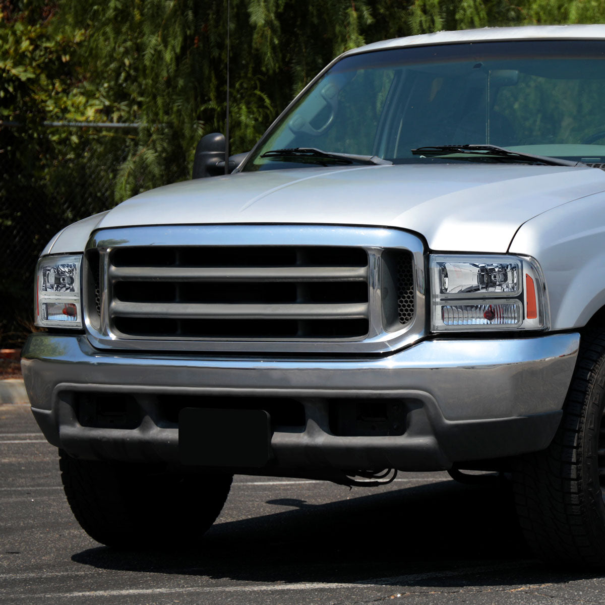 Ronnin - Fits 1999-2004 Ford F250 F350 F450 F550 Super Duty 2000-2004 Ford Excursion LED Tube Headlights Assembly Pair | Chrome