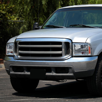 Ronnin - Fits 1999-2004 Ford F250 F350 F450 F550 Super Duty 2000-2004 Ford Excursion LED Tube Headlights Assembly Pair | Chrome