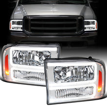 1999-2004 Ford F250 F350 F450 F550 Super Duty 2000-2004 Ford Excursion LED Tube Headlights Assembly Pair | Chrome