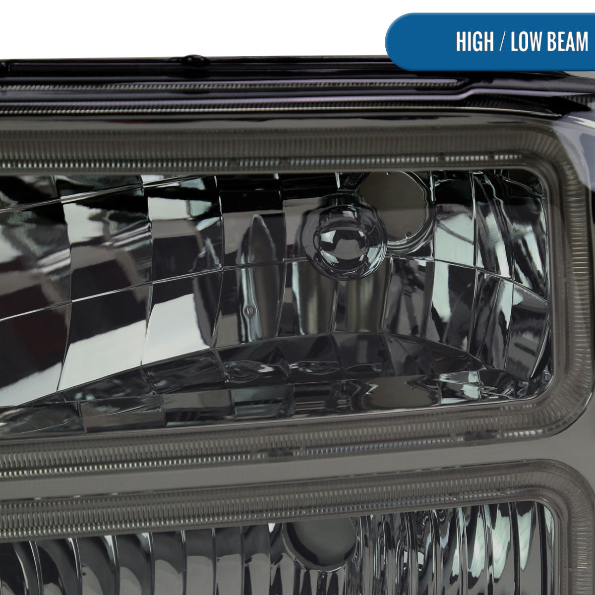 Ronnin - Fits 1999-2004 Ford F250 F350 F450 F550 Super Duty 2000-2004 Ford Excursion LED Tube Headlights Assembly Pair | Smoke