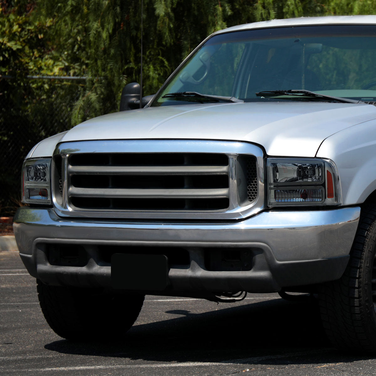 Ronnin - Fits 1999-2004 Ford F250 F350 F450 F550 Super Duty 2000-2004 Ford Excursion LED Tube Headlights Assembly Pair | Smoke