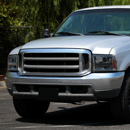 Ronnin - Fits 1999-2004 Ford F250 F350 F450 F550 Super Duty 2000-2004 Ford Excursion LED Tube Headlights Assembly Pair | Smoke