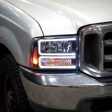 Ronnin - Fits 1999-2004 Ford F250 F350 F450 F550 Super Duty 2000-2004 Ford Excursion LED Tube Headlights Assembly Pair | Black