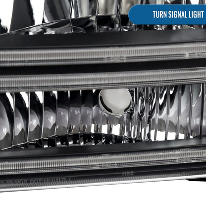 Ronnin - Fits 1999-2004 Ford F250 F350 F450 F550 Super Duty 2000-2004 Ford Excursion LED Tube Headlights Assembly Pair | Black