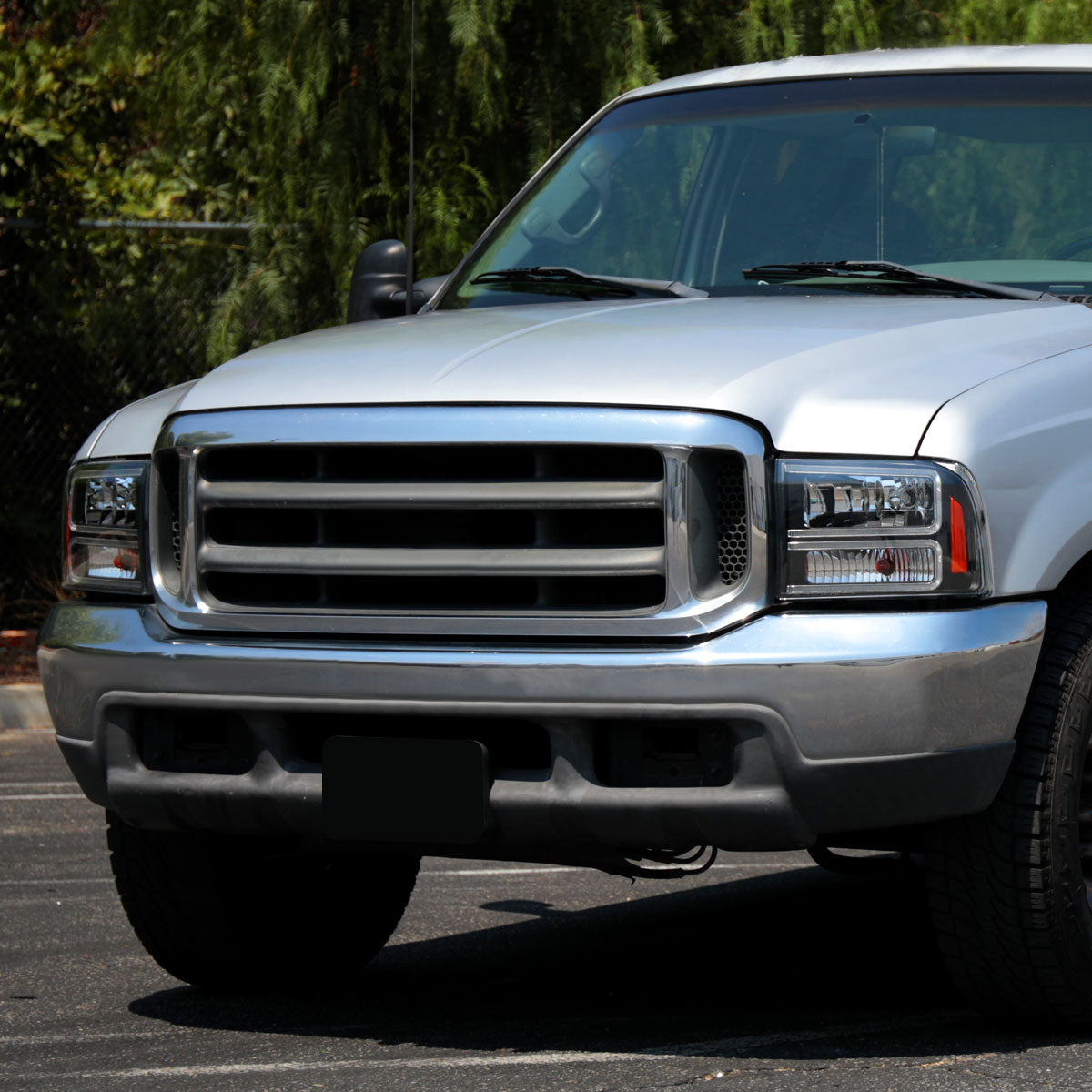 Ronnin - Fits 1999-2004 Ford F250 F350 F450 F550 Super Duty 2000-2004 Ford Excursion LED Tube Headlights Assembly Pair | Black